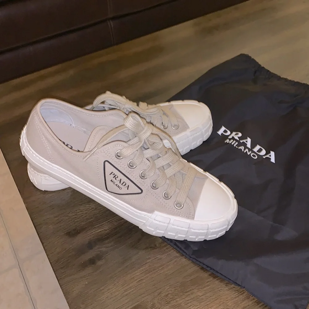 Prada Low Top Beige Sneakers Size 39.5 - Picture 3 of 17
